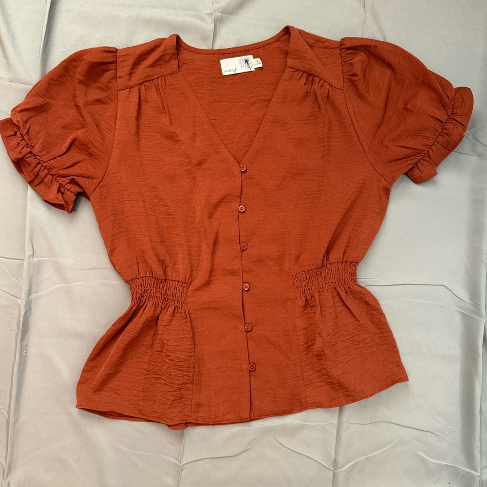 Everleigh Terracotta Button-Up Blouse